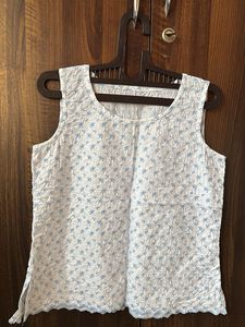 White & Blue Floral Print crop top