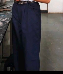 Navy Blue Wide Leg Formal Trousers