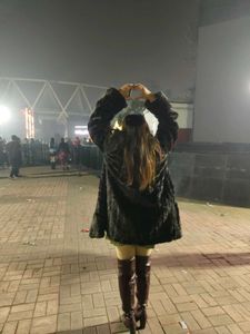 Stylish Black Furry Coat