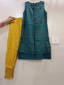Ethnic Dress with Yellow Leggings