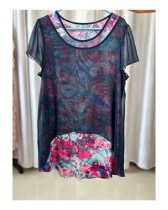 Floral Print Sheer Overlay Tunic