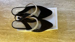 Elegant Black Velvet Slingback Heels