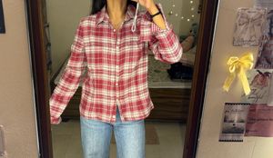 Red & White Plaid Button-Up Shirt