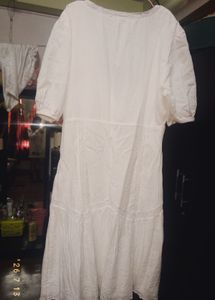 ZARA White Cotton Midi Dress