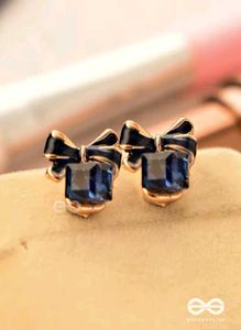 Elegant Blue Bow Earrings