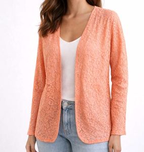 Peach Cute Lace  Shrug Cardigan