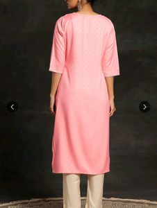 Libas Floral Embroidered Dobby Straight Kurta