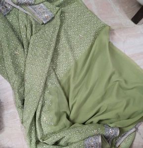 Half-in-1/2 Georgette Saree with Zardosi work
