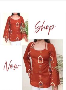 Boho Embroidered Cotton Kurta Tunic Top