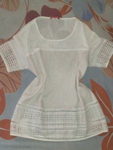 oversized cutout white top
