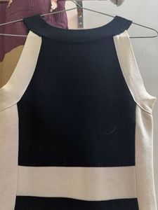 Chic Black & Beige Striped dress