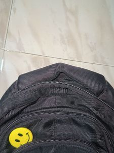 Aoking Black Backpack with Smiley Charm