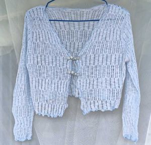 Light Blue Crochet Cardigan