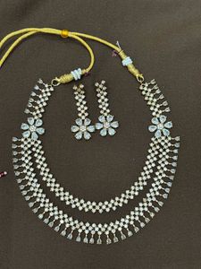 Sparkling Diamond Necklace and Earring Set