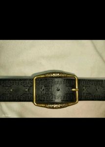 Y2k Faux Leather Belt with Antique Buckle