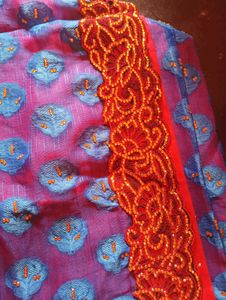 Blue and Red Festive Saree