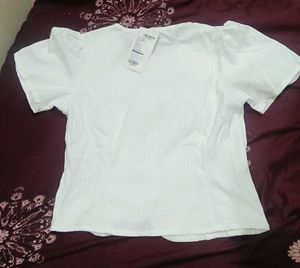 Chic White Puff Sleeve Button-Up Top