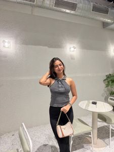 Stylish Grey Halter Neck Top