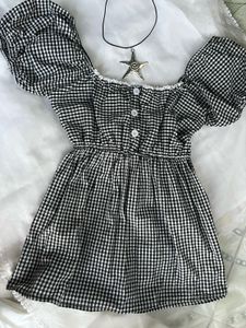Gingham Puff Sleeve Dress