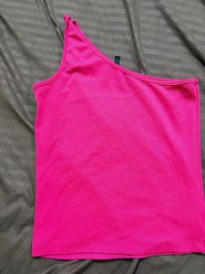 Hot Pink One-Shoulder Tank Top