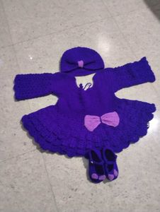 Crochet Baby Dress Set with Hat &amp; Shoes