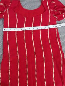 Red &amp; Gold Embellished Kurti
