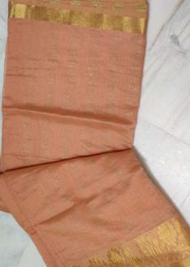 Pink Saree with Gold Border