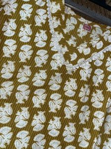 Yellow Printed Cotton Kurti