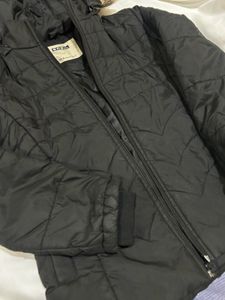 Black Puffer Jacket with Faux Fur detachable Hood