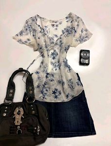 h&m sheer floral top