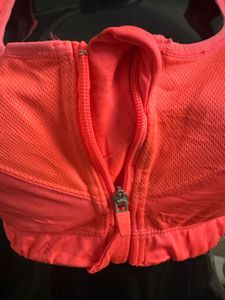 Sports Bra - White &amp; Coral Pink