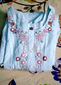 Embroidered Teal Kurta