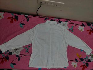 Classic White Pleated Button-Down Shirt