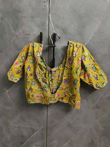 Vibrant Yellow Floral Print Blouse