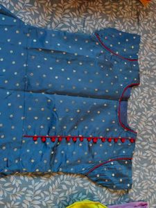 Blue Polka Dot Anarkali Kurta
