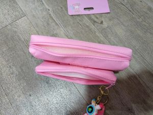 Double Chain Pencil Pouch With Keychain