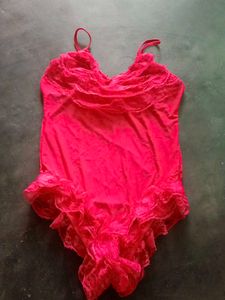 Stunning Red Lace sheer Trim Bodysuit