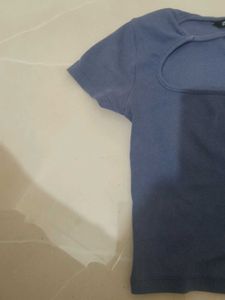 Blue Cut-out Crop Top