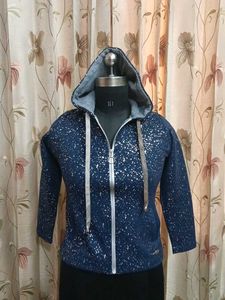 Blue Hooded Zip-Up Sweatshirt