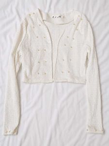 Imported White Chain Strap Dress With Shrug
