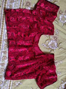 34 size Vintage Red Floral Velour Top