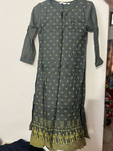 Stylish Grey Kurta with Yellow Print