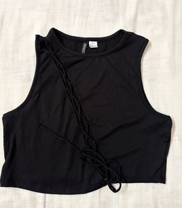 H&amp;M Black Lacing- Detail-Cut Out Top