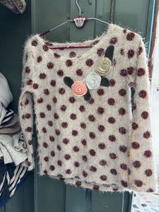 Cute Polka Dot Floral Sweater