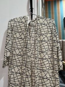 Stylish Geometric Print Open Front Jacket