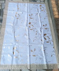 centre table white cover with Golden Leaf Print