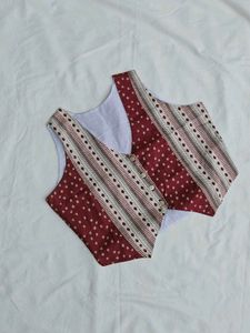 Handmade  Red &amp; Cream Patterned Vest Top