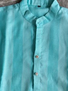 Men's Teal Striped Kurta