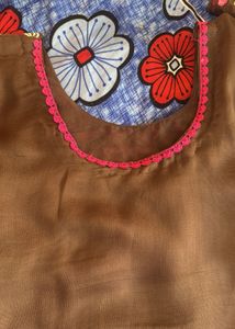 Embroidered Brown Twill organza suit