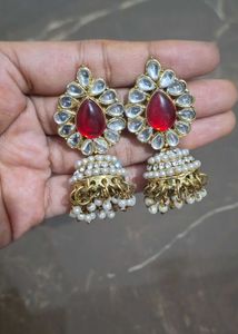 Red &amp; White Jhumka